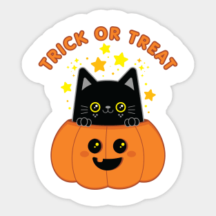 Trick or Treat Black Cat Sticker